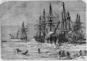 Navires russes pris dans la glace, à l