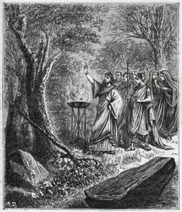 STRUFERTARI (fête dans la Rome antique pour purifier les arbres frappés) - Gravure dans "Les sciences à la portée de tous - physique et chimie populaires" par Alexis Clerc - Fin du XIXe siècle. Collection privée. - French School