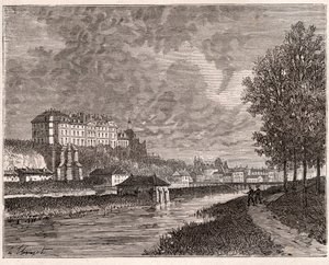 Sablé-sur-Sarthe - gravure dans "La France illustrée: géographie, histoire, administration statistique" par V.A. Malte-Brun. 1884 - French School