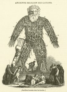 Sacrifices humains chez les Gaulois (engraving) - French School