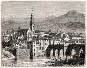 Saint-Antonin-Noble-Val - Languedoc-Roussillon-Midi-Pyrénées - gravure dans "La France illustrée: géographie, histoire, administration statistique" par V.A. Malte-Brun. 1884 - French School