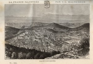Saint-Étienne - gravure dans "La France illustrée: géographie, histoire, administration statistique" par V.A. Malt-Brown. 1884 - French School