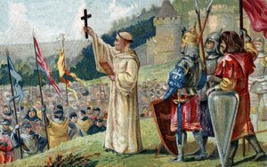 Saint Bernard de Clairvaux prêchant la deuxième croisade en présence du roi Louis VII et de la reine Aliénor d