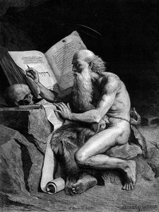 Saint Jérôme dans le désert. Gravure d