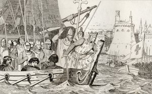Saint Louis IX (1214-70) mène ses troupes au combat, de 