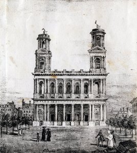 Église Saint-Sulpice, Paris - "Alphabet Pittoresque des Monuments de Paris" vers 1840 (gravure) - French School