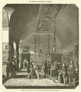 Salle de lecture du Cercle Francais nouvellement fonde a Rome (engraving)