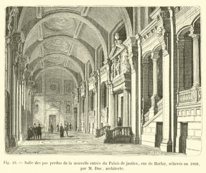 Salle des pas perdus de la nouvelle entrée du Palais de justice, rue de Harlay, achevée en 1868, par M. Duc, architecte - French School