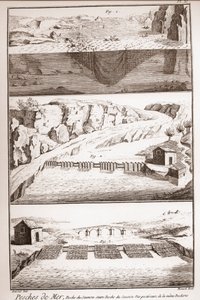 Techniques de pêche au saumon - Encyclopédie ou Dictionnaire des Sciences, Arts et Métiers par Denis Diderot (1713-1784) et Jean d