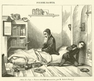 Salon de 1840, Ramus attendant ses assassins (engraving) - French School