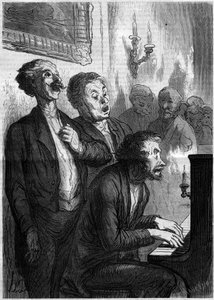 Chanteurs de salon. Caricature par Honoré Daumier (1808-1879). Gravure dans « Le Monde Illustré » n°290 du 1er novembre 1862 - French School