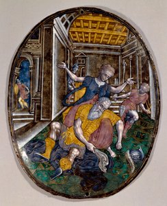Samson et Dalila Samson perd sa force après que Dalila lui ait coupé les cheveux. Livret de Limoges. Vers 1575. Londres, Victoria and Albert Museum - French School