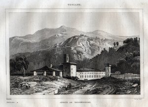 Santa Maria di Vallombrosa abbaye bénédictine située dans la commune de Reggello, en Toscane - Abbaye de Vallombrosa - Gravure de « L