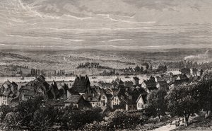 Sarreguemines - Moselle - gravure dans "La France illustrée : géographie, histoire, administration statistique" par V.A. Malt-Brown. 1884