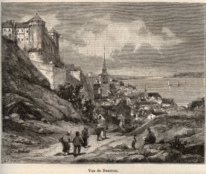 Saumur département de Maine-et-Loire, dans la région Pays de la Loire - gravure dans "La France illustrée : géographie, histoire, administration statistique" par V.A. Malt-Brown. 1884 - French School