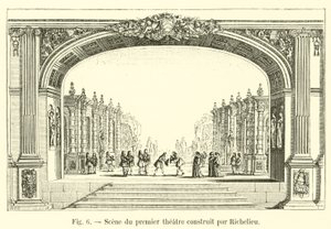 Scène du premier théâtre construit par Richelieu - French School