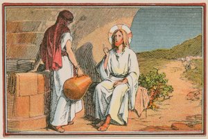 Scène de la vie de Jésus (gravure en couleur) - French School