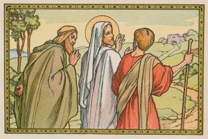 Scène de la vie de Jésus (gravure en couleur) - French School