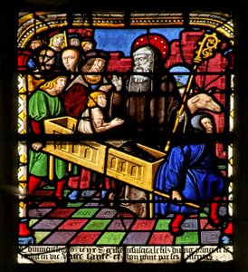 Scène de la vie de Saint Gilles : il ressuscite le fils de Clotaire - French School