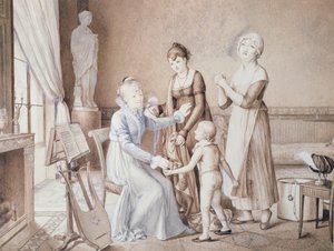 Scène de vie familiale, début du XIXe siècle - French School