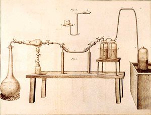 Équipement scientifique, des Éléments de chimie par Antoine Laurent de Lavoisier, gravé par D.Lizars