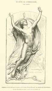 Sculpture en haut relief qui sera placée sur la tombe de Jean Reynaud, au cimetière du Père-Lachaise - French School