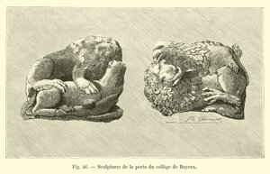 Sculptures de la porte du college de Bayeux (engraving)