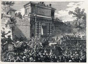 Deuxième coalition : la bataille de Hohenlinden (près de Munich, Allemagne) le 12 Frimaire an IX (3 décembre 1800) entre les troupes françaises du général Jean Victor Moreau et les forces autrichiennes et bavaroises commandées par l