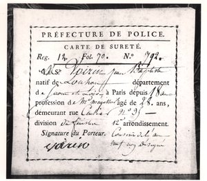 Carte de sécurité, 1808 - French School
