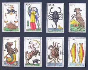 Sélection de cartes de tarot astrologiques - French School