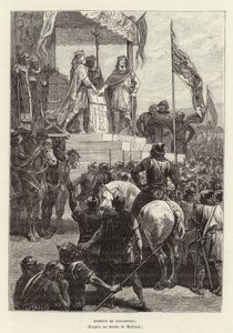 Serment de Strasbourg. Alliance entre Louis le Germanique et Charles le Chauve, rois de Francie orientale et occidentale, 842 (gravure) - French School