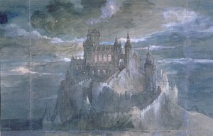 Décor de scène pour une production de Hamlet (Acte Un) à la Comédie-Française, 1884 - French School
