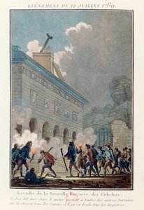 Incendie du mur des Fermiers Généraux à Paris le 12 juillet 1789 - French School