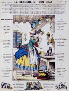 Partition de chanson populaire : la bergère et son chat - image d