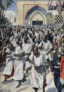 Musulmans chiites en pèlerinage à Karbala (Irak), au tombeau de Husayn - « Le Petit Journal », avril 1909 (gravure) - French School