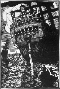 Navire. Illustration du roman « À bord de l