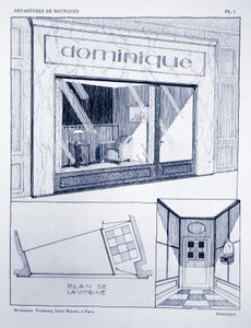 Devanture de boutique, Planche 2, illustration de Devantures de Boutiques par Louis-Pierre Sezille, Paris, 1927 - French School