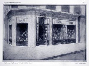 Devanture de boutique, Planche 4, illustration de Devantures de Boutiques par Louis-Pierre Sezille, Paris, 1927 - French School