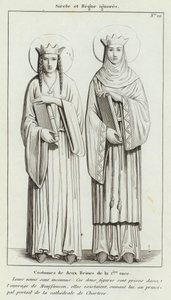 Siècle et Règne ignorés, Costumes de deux Reines de la Ière race - French School