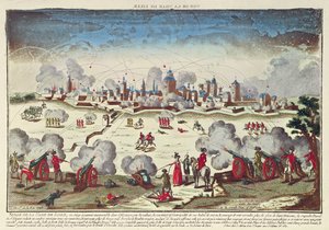 Siège et bombardement de Lille par Albert de Saxe-Teschen, septembre-octobre 1792 (gravure en couleur)