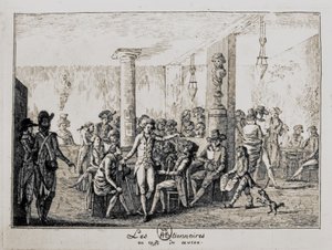 Sieyes et Les Nationnaires au café du caveau à Paris, août 1789 (gravure) - French School