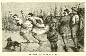 Courses de patinage en Hollande (gravure) - French School