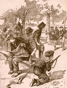 Petits garçons jouant à des jeux de guerre en France pendant la Première Guerre mondiale. Tiré de l
