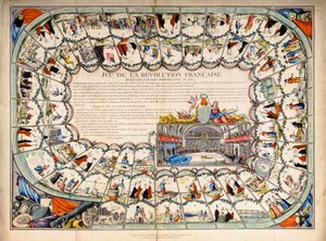 Jeu de serpents et échelles basé sur la Révolution française, 1791