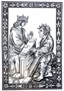 Salomon et Marcoul, illustration de Science et Littérature au Moyen Âge et à la Renaissance, écrit et gravé par Paul Lacroix, 1878 - French School