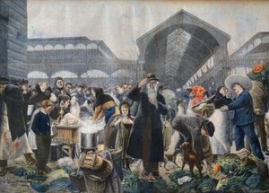 Stand de soupe au marché des Halles le matin, illustration du 