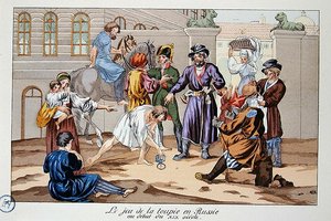 Jeu de toupie en Russie au début du XIXe siècle - French School