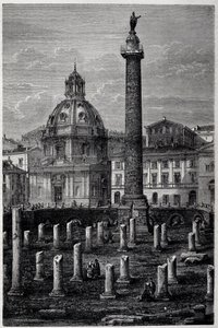 Place et colonne de Trajan (colonne Trajane) (Colonna Traiana) et basilique Ulpienne (voyage de Francis Wey en 1864-1868) - dans «Tour du Monde» 2e semaine 1869 - French School