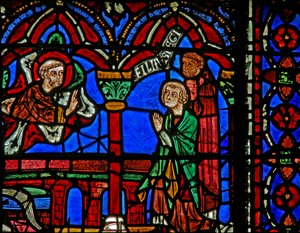 Vitrail de Saint Chéron : apparaît à son tombeau - French School