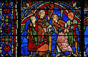 Vitrail de Saint Chéron : guérit une personne possédée - French School